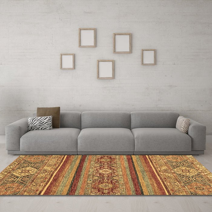 Machine Washable Abstract Brown Modern Rug in a Living Room,, wshabs2386brn