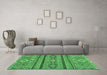 Machine Washable Abstract Emerald Green Modern Area Rugs in a Living Room,, wshabs2386emgrn