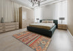 Abstract Camel Brown Modern Rug in a Bedroom, abs2386