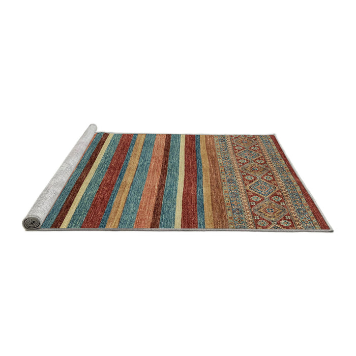 Sideview of Machine Washable Abstract Brown Red Rug, wshabs2387