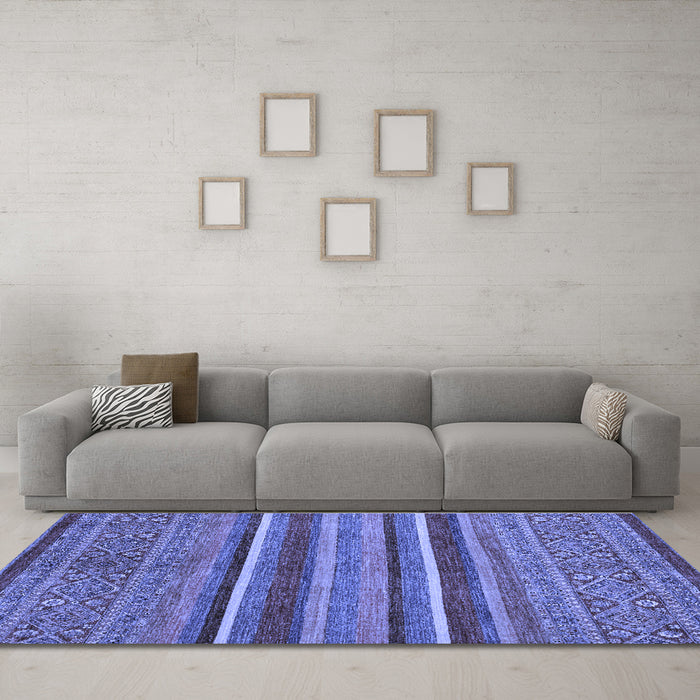 Machine Washable Abstract Blue Modern Rug in a Living Room, wshabs2387blu