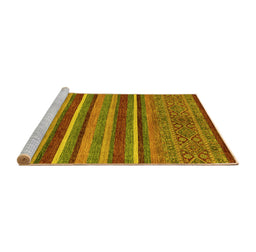Sideview of Machine Washable Abstract Yellow Modern Rug, wshabs2387yw