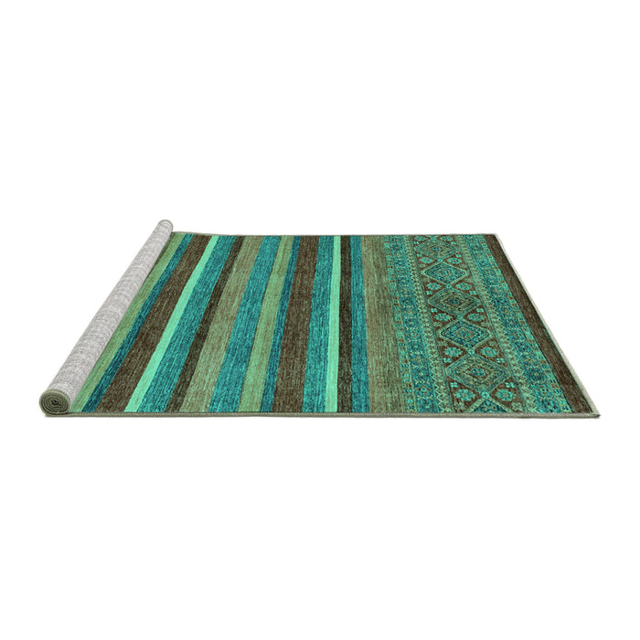 Sideview of Machine Washable Abstract Turquoise Modern Area Rugs, wshabs2387turq