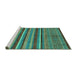 Sideview of Machine Washable Abstract Turquoise Modern Area Rugs, wshabs2387turq