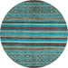 Round Abstract Light Blue Modern Rug, abs2387lblu