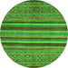 Round Machine Washable Abstract Green Modern Area Rugs, wshabs2387grn