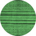 Round Abstract Emerald Green Modern Rug, abs2387emgrn