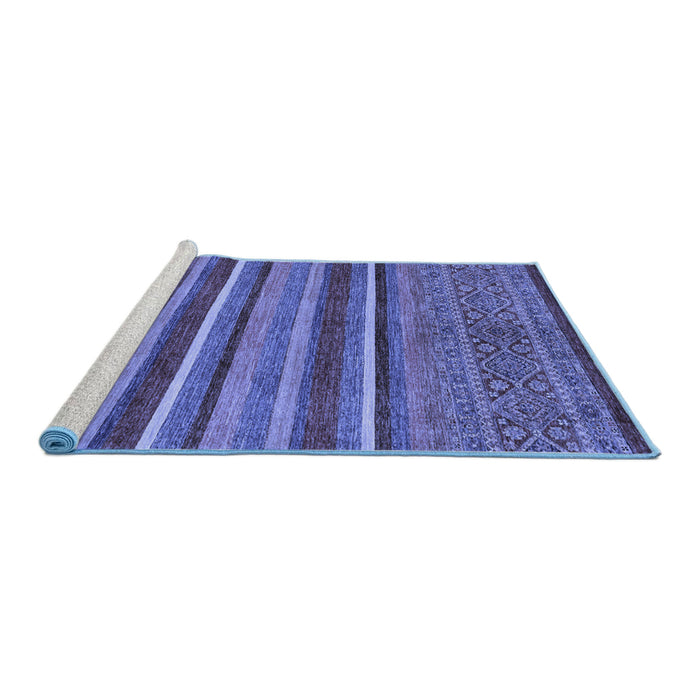Sideview of Machine Washable Abstract Blue Modern Rug, wshabs2387blu
