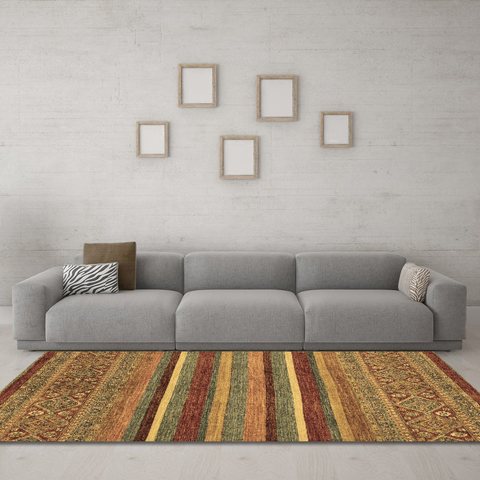 Machine Washable Abstract Brown Modern Rug in a Living Room,, wshabs2387brn