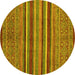 Round Abstract Yellow Modern Rug, abs2387yw