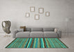 Machine Washable Abstract Turquoise Modern Area Rugs in a Living Room,, wshabs2387turq