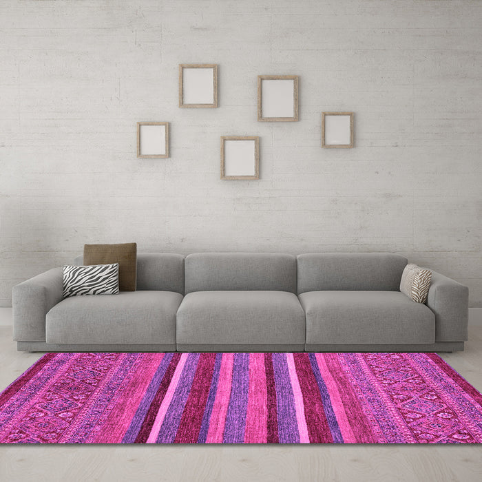 Machine Washable Abstract Pink Modern Rug in a Living Room, wshabs2387pnk