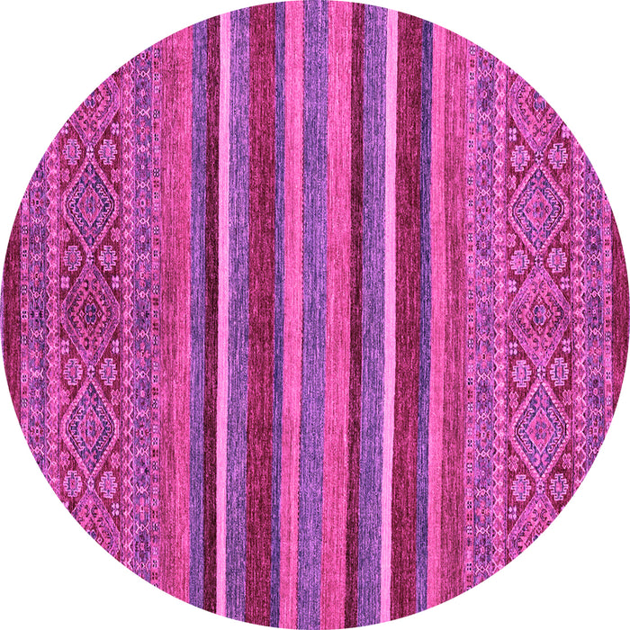 Round Machine Washable Abstract Pink Modern Rug, wshabs2387pnk