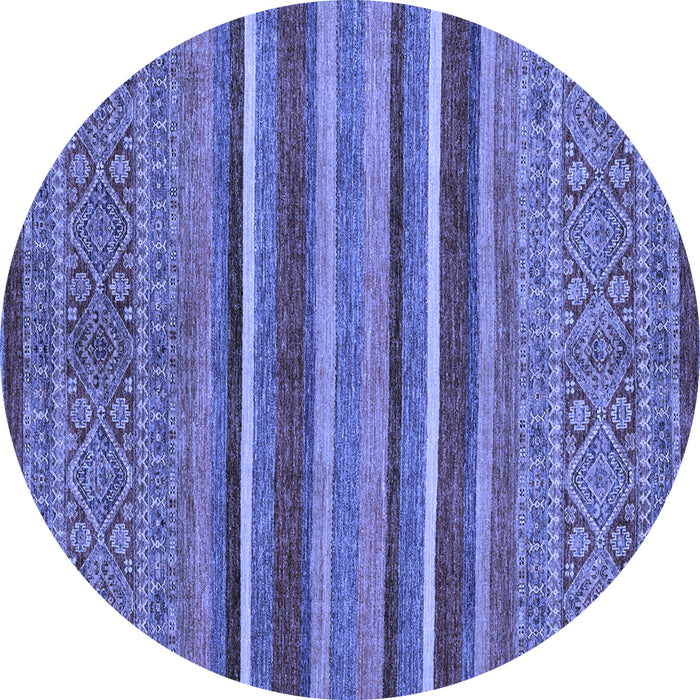 Round Abstract Blue Modern Rug, abs2387blu