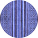 Round Abstract Blue Modern Rug, abs2387blu