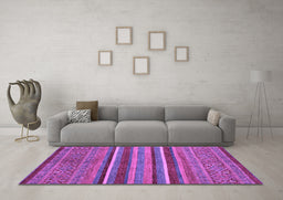 Machine Washable Abstract Purple Modern Area Rugs in a Living Room, wshabs2387pur