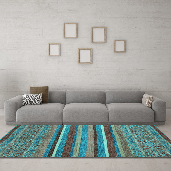 Machine Washable Abstract Light Blue Modern Rug in a Living Room, wshabs2387lblu