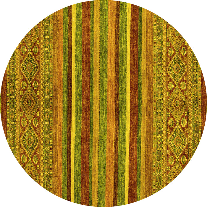 Round Machine Washable Abstract Yellow Modern Rug, wshabs2387yw