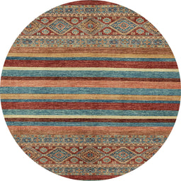 Round Machine Washable Abstract Brown Red Rug, wshabs2387