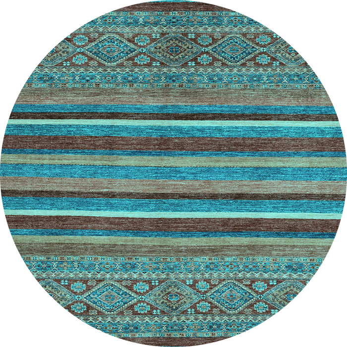 Round Machine Washable Abstract Light Blue Modern Rug, wshabs2387lblu