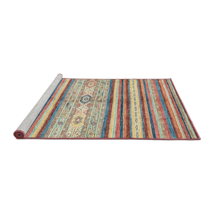 Sideview of Machine Washable Abstract Rust Pink Rug, wshabs2388