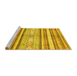 Sideview of Machine Washable Abstract Yellow Modern Rug, wshabs2388yw