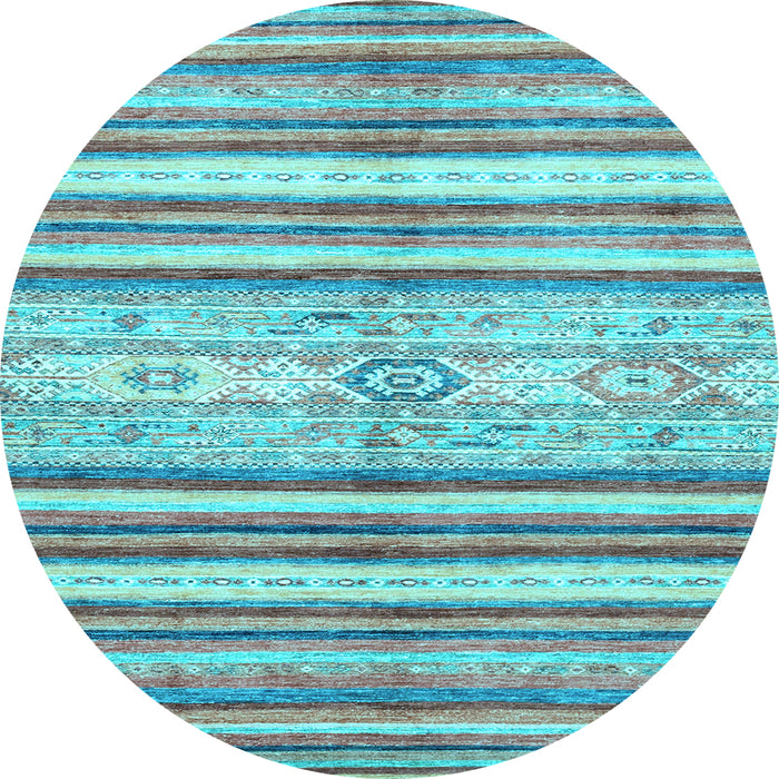 Round Machine Washable Abstract Light Blue Modern Rug, wshabs2388lblu