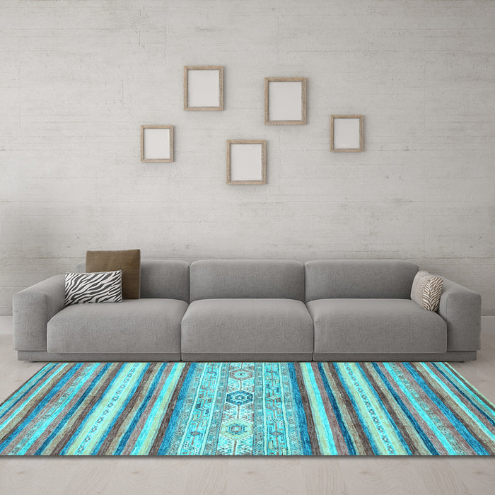 Machine Washable Abstract Light Blue Modern Rug in a Living Room, wshabs2388lblu