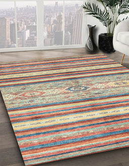 Abstract Rust Pink Modern Rug in Family Room, abs2388
