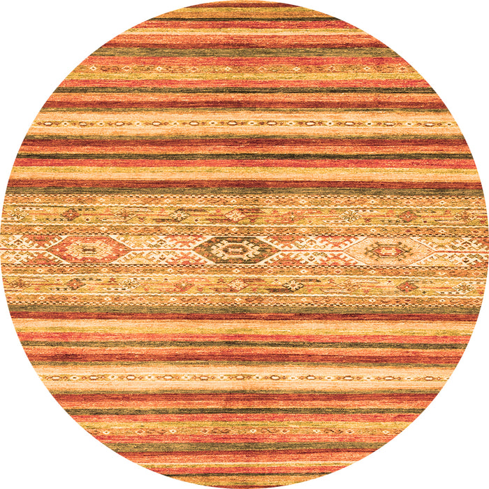 Round Machine Washable Abstract Orange Modern Area Rugs, wshabs2388org