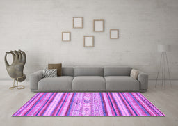 Machine Washable Abstract Purple Modern Area Rugs in a Living Room, wshabs2388pur
