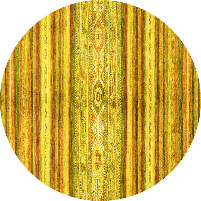 Round Machine Washable Abstract Yellow Modern Rug, wshabs2388yw