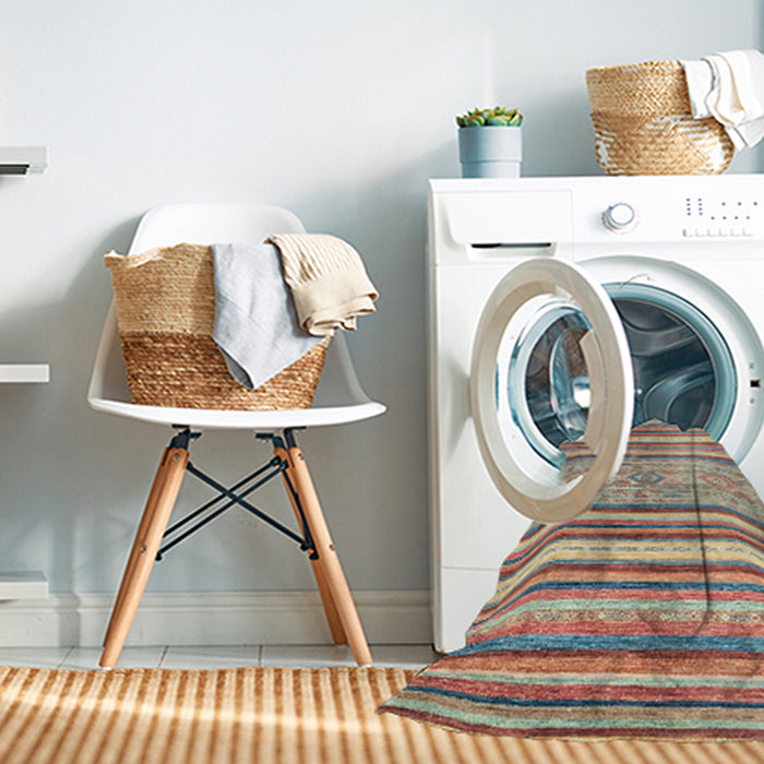 Machine Washable Abstract Rust Pink Rug in a Washing Machine, wshabs2388