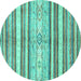 Round Abstract Turquoise Modern Rug, abs2388turq