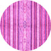 Round Machine Washable Abstract Pink Modern Rug, wshabs2388pnk