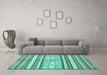 Machine Washable Abstract Turquoise Modern Area Rugs in a Living Room,, wshabs2388turq