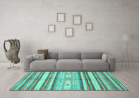 Machine Washable Abstract Turquoise Modern Rug, wshabs2388turq