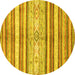 Round Abstract Yellow Modern Rug, abs2388yw