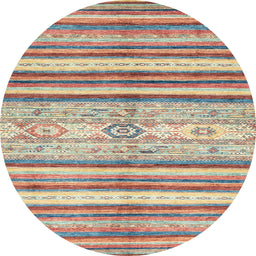 Round Machine Washable Abstract Rust Pink Rug, wshabs2388