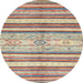 Round Machine Washable Abstract Rust Pink Rug, wshabs2388