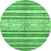 Round Machine Washable Abstract Emerald Green Modern Area Rugs, wshabs2388emgrn