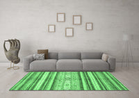 Machine Washable Abstract Emerald Green Modern Rug, wshabs2388emgrn