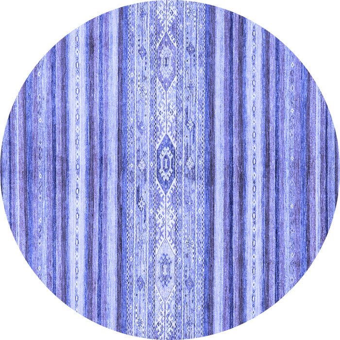 Round Machine Washable Abstract Blue Modern Rug, wshabs2388blu