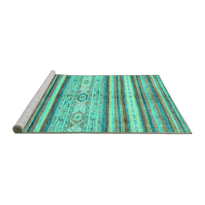 Sideview of Machine Washable Abstract Turquoise Modern Area Rugs, wshabs2388turq