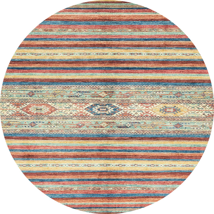 Round Abstract Rust Pink Modern Rug, abs2388