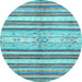 Round Abstract Light Blue Modern Rug, abs2388lblu