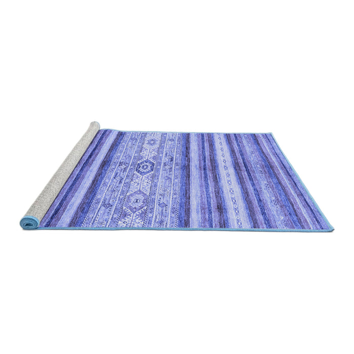 Sideview of Machine Washable Abstract Blue Modern Rug, wshabs2388blu