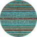 Round Abstract Light Blue Modern Rug, abs2389lblu