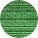 Round Abstract Emerald Green Modern Rug, abs2389emgrn