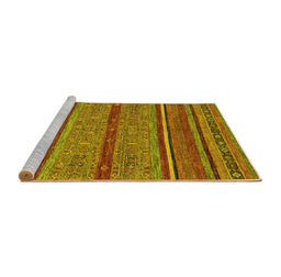 Sideview of Machine Washable Abstract Yellow Modern Rug, wshabs2389yw